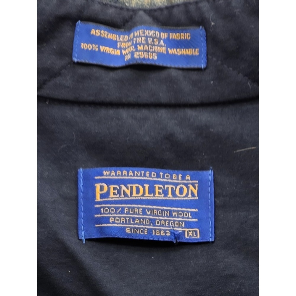 Pendleton‎ Blue & Brown Virgin Wool Plaid Button Up Flannel Shirt. Size XL - Picture 7 of 7